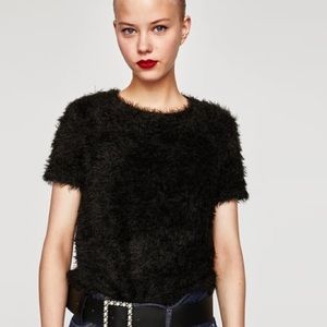 Zara Faux Fur T-Shirt